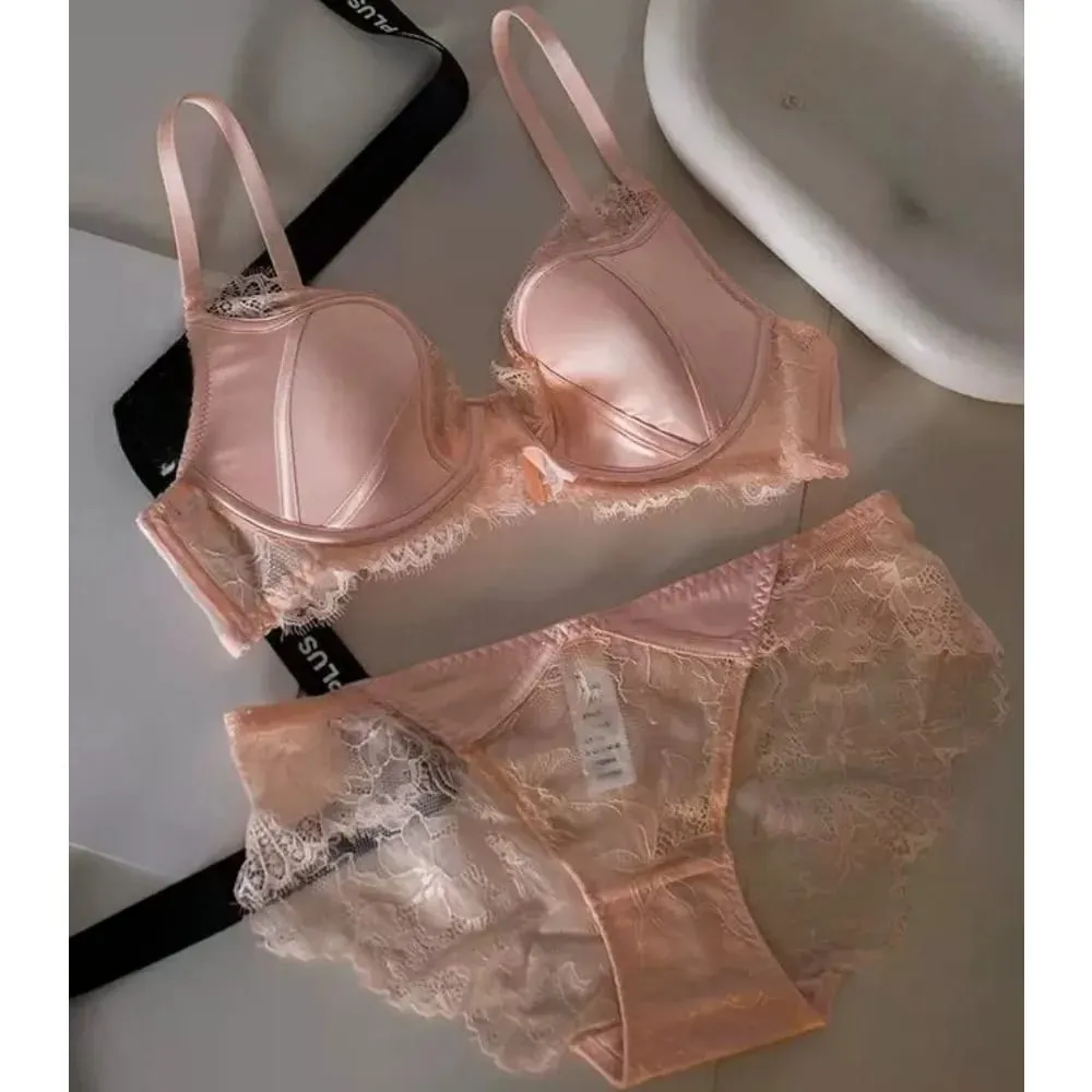 Satin Lace Push Up Bra Women Sexy Thin Breathable Minimizer Full Coverage Anti Sagging Wireless Lift Lingerie 32-38AB — image 4