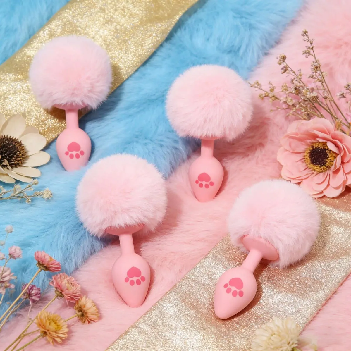 Tapón Anal de silicona con estampado de pata de gato rosa de 4 tamaños, tapón Anal de cola suave, juego para adultos, cuentas anales, Cosplay erótico, Juguetes sexuales para mujeres — image 4