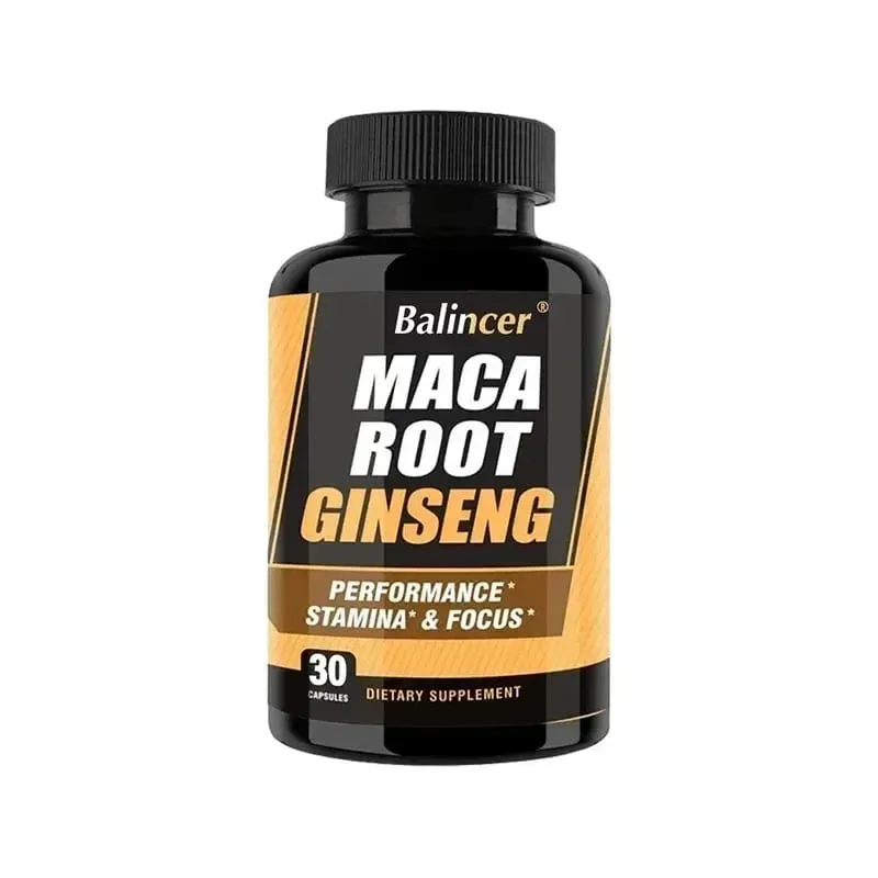 Maca Root Capsules with Ginseng - Promote Energy Mood Stamina & Performance Supports Mental Health for Men and Women
