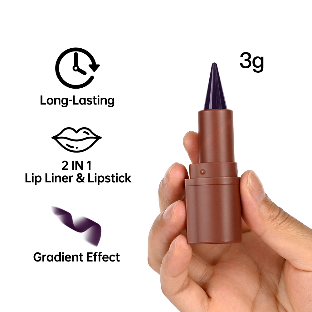 2Pcs Lip Liner & Lip Gloss Set Matte Black Brown Velvet Lipstick Waterproof Non-sticky Contour Lipliner Crayon Lip Makeup Tint — image 5