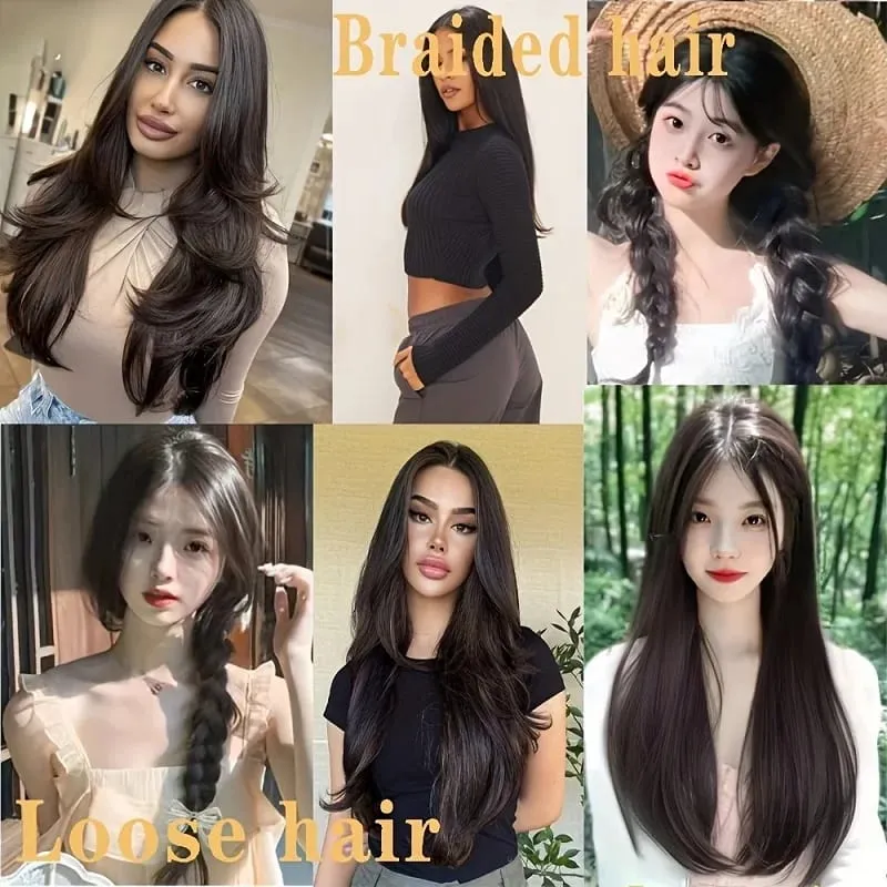 24Inch Synthetic Invisible Hair Extensions for Women Micro-Roll V-Shaped Design 4 Clips Enhance Hair Volume — image 6