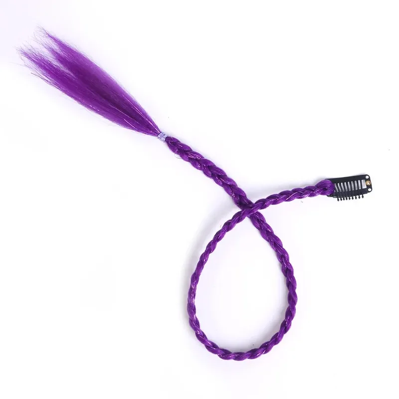 Estensioni clip-in sintetiche da 5 pezzi / lotto per le donne Coda di cavallo Arcobaleno Estensione dei capelli treccia 22 '' Ombre Parrucchino Treccia con clip — image 13