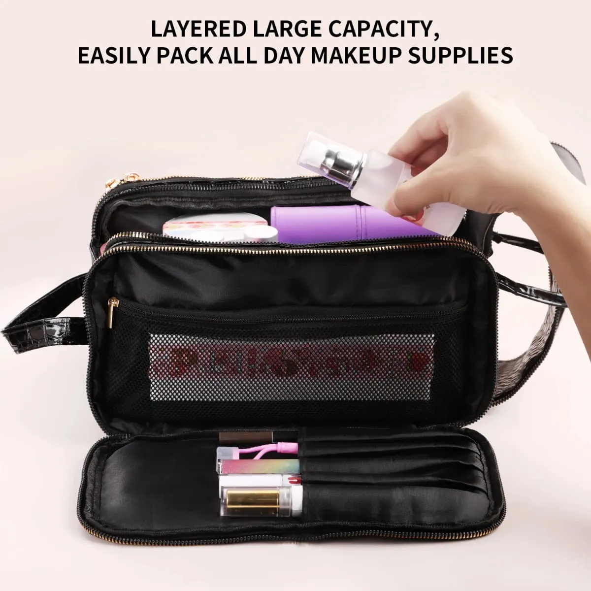 40/30/25/22Pcs Professional Makeup Brush Set with Crocodile Storage Bag Blush Highlight Eyeshadow Brushes for Daily Stage Makeup — image 5