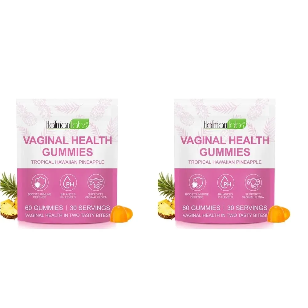 HalmanLabs Vaginal Health Gummies Probiotic Vitamin C Balance PH Levels Support Flora Immune Defense 60 Count Pineapple Women — image 9