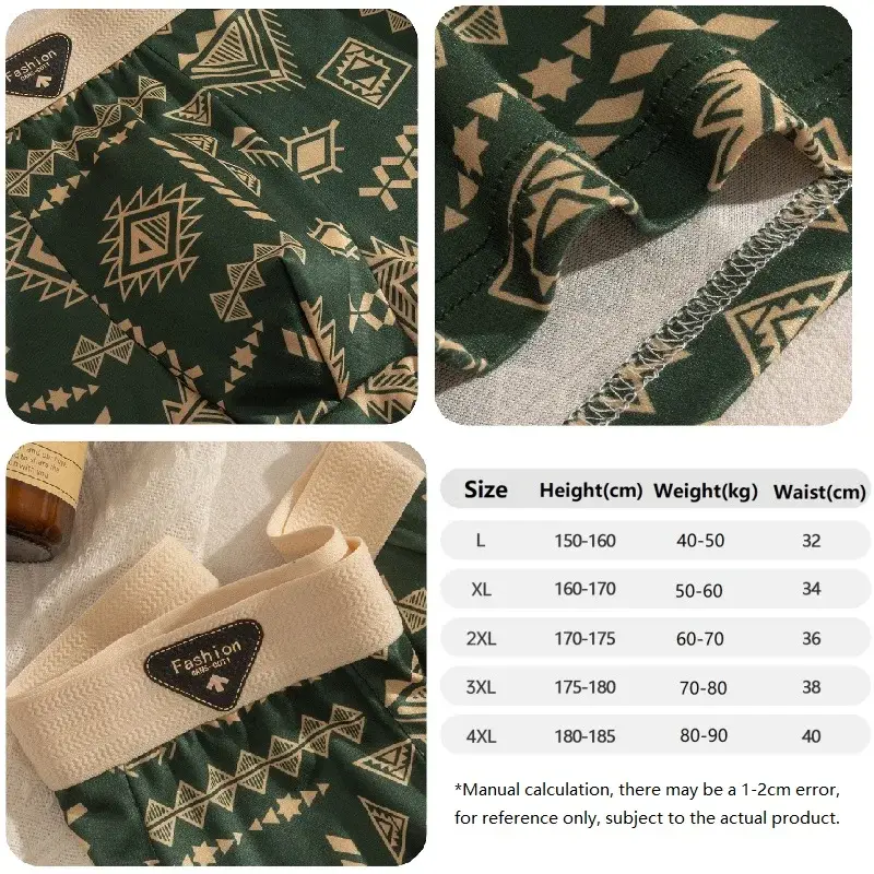 Men's Boxer Retro Ethnic Style Comfortable Smooth Fabric Briefs Vintage Print Elastic Underwear for Man Lingerie Flat Underpants — image 6