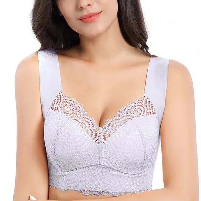 Sexy Plus Size Underwear Seamless Lace Bras Top Wireless Thin Cup Brassierer Sleep Vest Lingerie C D Cup — image 13