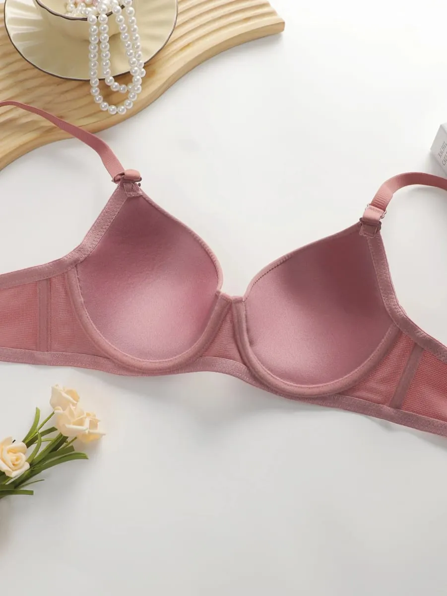 Solid Underwire Lingerie Set Underwear Panty Sets Women Push Up Bra with Steel Ring Intimates Underwear Suit