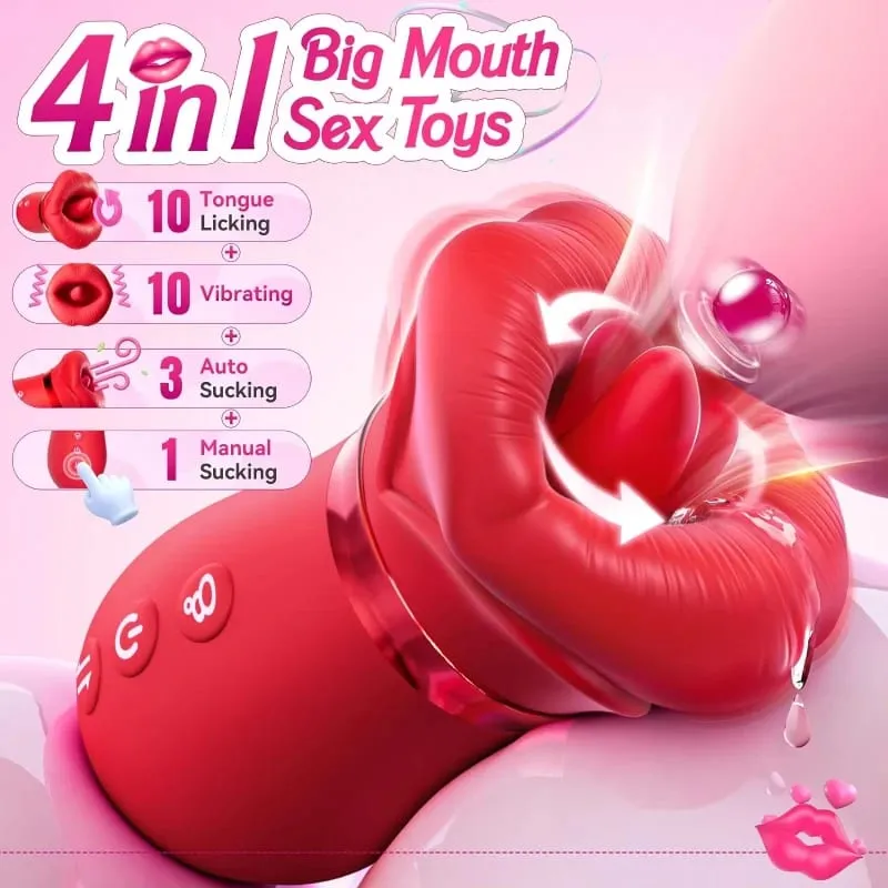 Rose Mouth-Shaped Licker Vibrator Clitoral Nipple Auto Tongue Licking Sucker Stimulator G Spot Clit Masturbate Sex Toy for Women — image 3