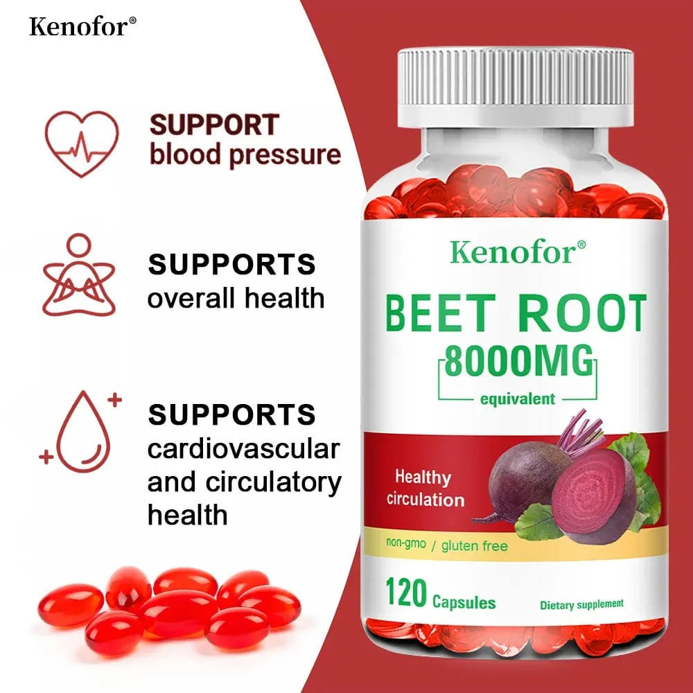 Beetroot Powder Extract Capsules - With Black Pepper for Nitric Oxide Heart & Blood Pressure Health Energy & Endurance Support — image 2