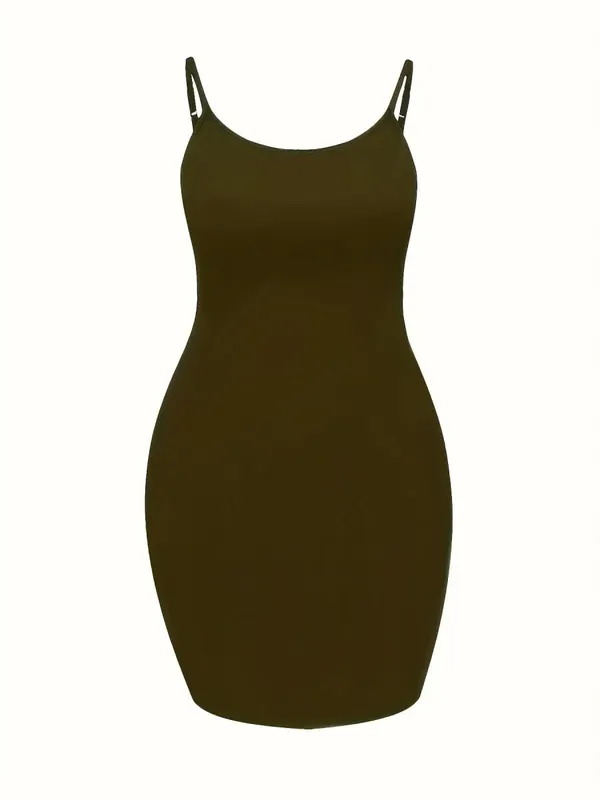 Plus Size Royal Blue Adjustable Spaghetti Strap Bodycon Mini Cami Dress — image 10