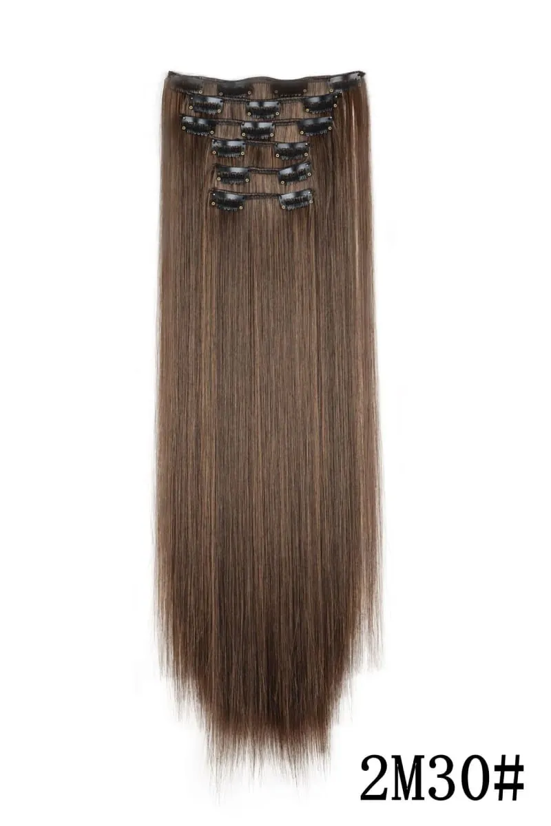 24Inch 16 Clips in Hair Extensions Long Straight Hairstyle Blonde Black Hairpieces Heat Resistant False Hair Daily Use Cosplay — image 11