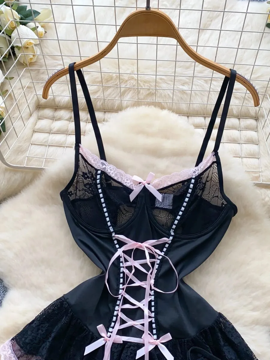 Women's Fashion Sexy Dress Lace Bow Decoration Design Slim Sexy Comfortable Dress Party Hotsweet Mini Dress New — image 4