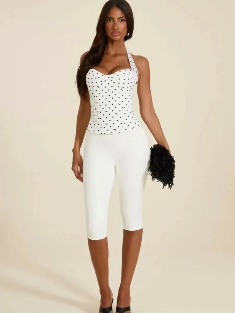 Women's Polka Dot Ruched Back Bodysuit-style Retro Tie-up Strappy Top Sweet Y2K Party Streetwear Ladies Top — image 2