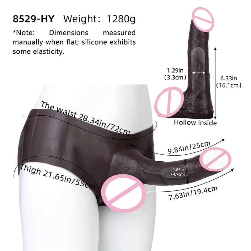 Mutandine con dildo cavo ultra realistico Slip in silicone Strapon Pene Estendi pantaloni a maniche Giocattoli sessuali per uomini Ingrandimento del cazzo