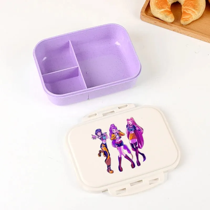 Demon Hunters Lunch Box for Boy Girl Cute Mira Zoey Jinu Portable Plastic Bento Box with Dinnerware Food Fruit Container — image 27