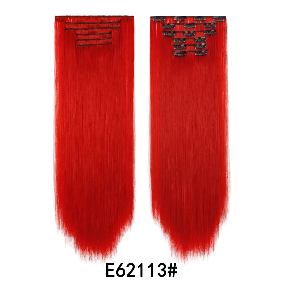 Jeedou Jeedou 6Pcs Clip In Straight Hair Extensions 60cm Long Synthetic Hair Pieces With 16 Clips Heat Resistant Hair For Women