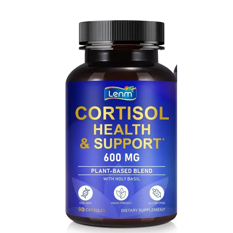 Lenm Cortisol Health Support Capsules Ashwagandha Rhodiola Holy Basil L-Theanine For Stress Balance & Relaxation Adult 90 Count