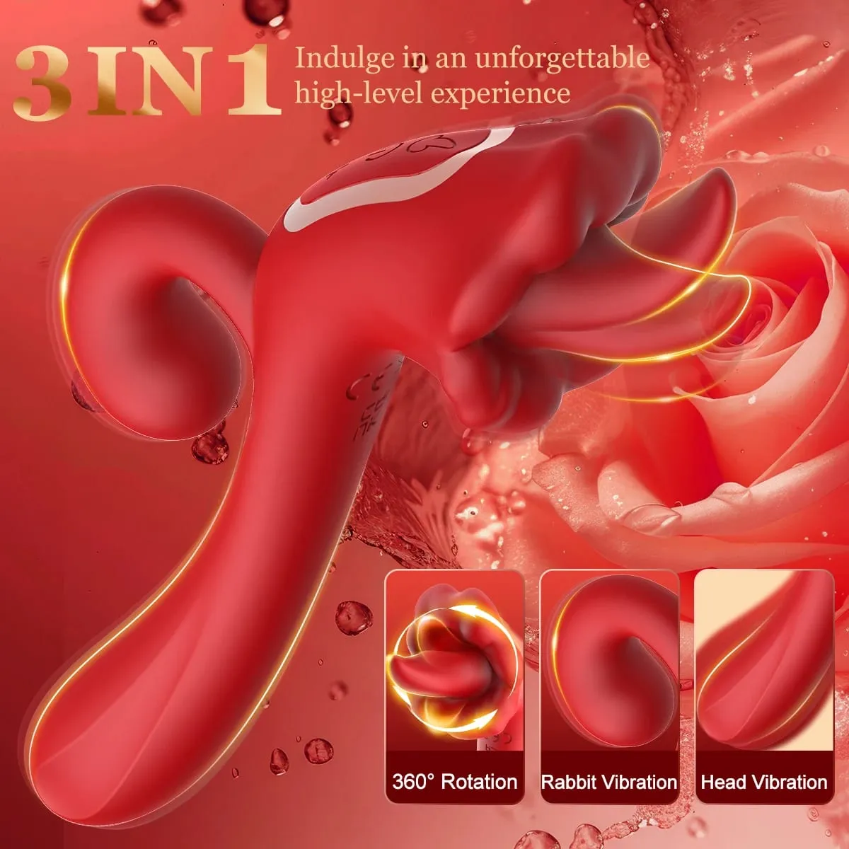 3 IN 1 Tongue Rabbit Vibrators Dildo for Women Adult Sex Toys G Spot Clitoral Stimulator Nipple Massager Masturbator Sex Toys 18