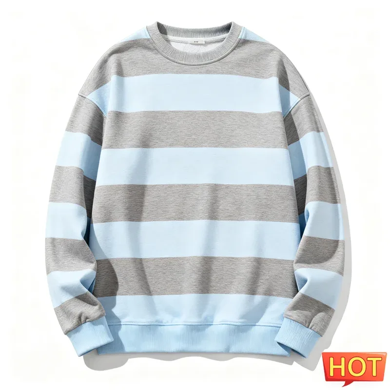 Retro Striped Graphic Sweatshirts For Men Simple Casual Long Sleeve 3D Printed Ugly Sweatshirt Loose Breathable O Neck Pullovers — image 6