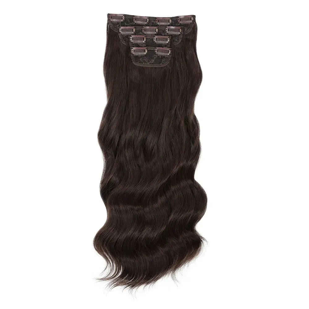 4Pcs/Set 11 Clips 22 Inches 220g Beach Waves Clip in Hair Extensions Sandy Blonde Champagne Heat Resistant Synthetic Hairpiece — image 26