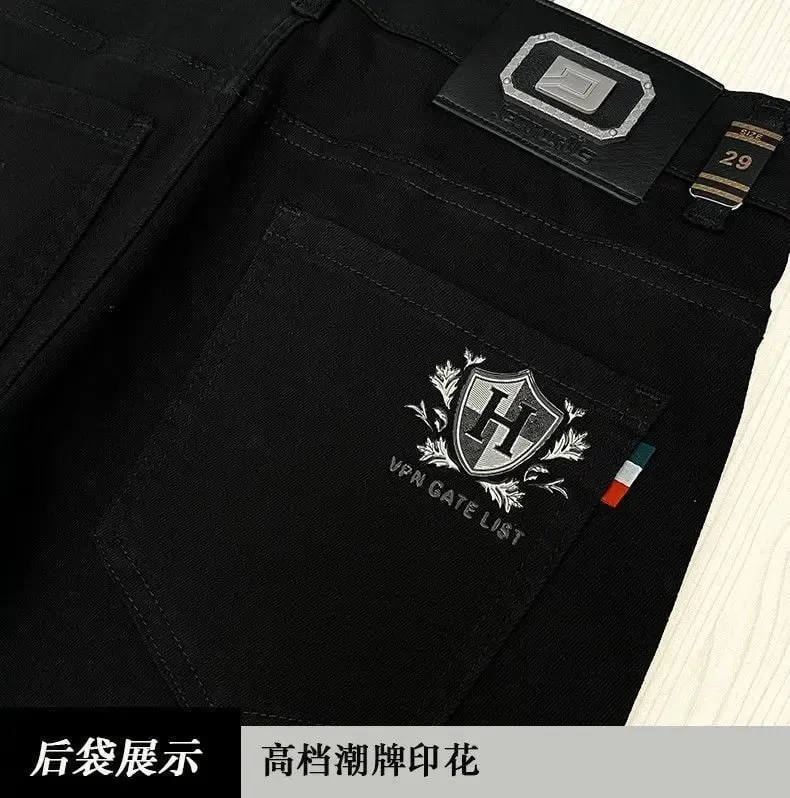 High-end Elastic Waistband Jeans Men's 2026 Spring Summer New Black Elastic Slim Trousers Men's Luxury Jeans for Man Original — image 6
