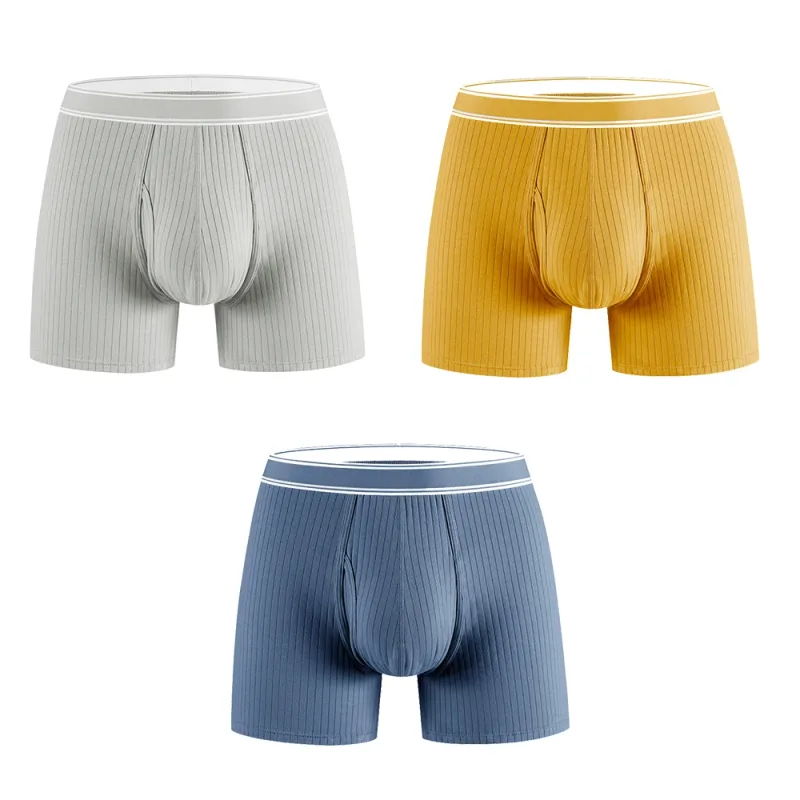 3PCS/Pack 100% Cotton Solid Striped Man Undrewear Lengthen Breathable Fitness Boxers Hombre Crotch Side Opening Men's Underpants — image 24
