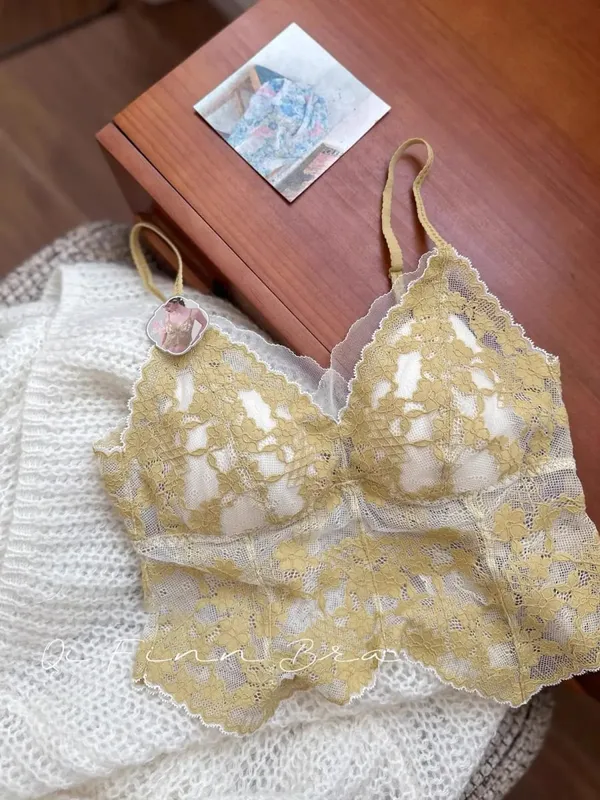 Sexy French Lace Halter Bra for Summer Wireless Crinkle Free Bralette for Small Bust Beautiful Back Lingerie Set S-XL MOYISU BC — image 12