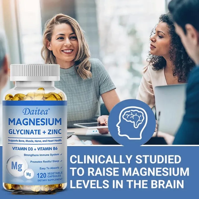 Daitea Magnesium Glycinate & Zink Kosttillskott - Bone Nerve Immune Support - Lämplig för män och kvinnor — image 6