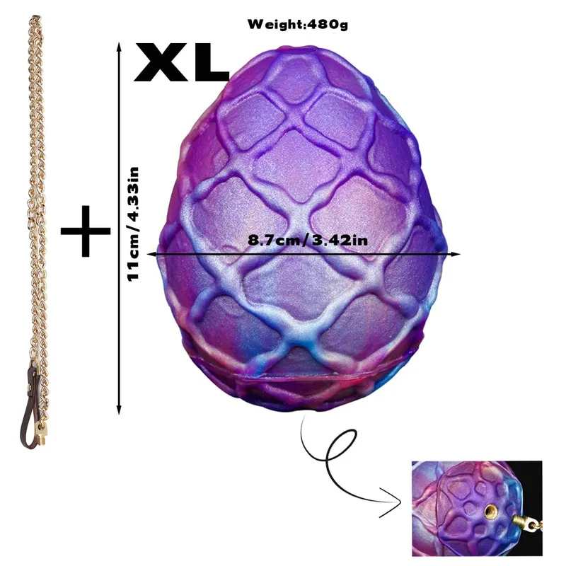 Large Egg Anal Plug Dildo With Chain Traction Butt Plug Couple BDSM Masturbation 18+ Women Oviposition Trainer Lay-Eggs Sex Toys