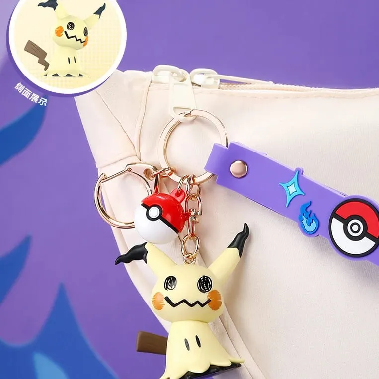 Genuine Pokemon Pikachu Keychain Gengar Morpeko Cubone Snorlax Mimikyu Anime Action Figure Toy Keyring Fragrance Pendant Gift — image 5