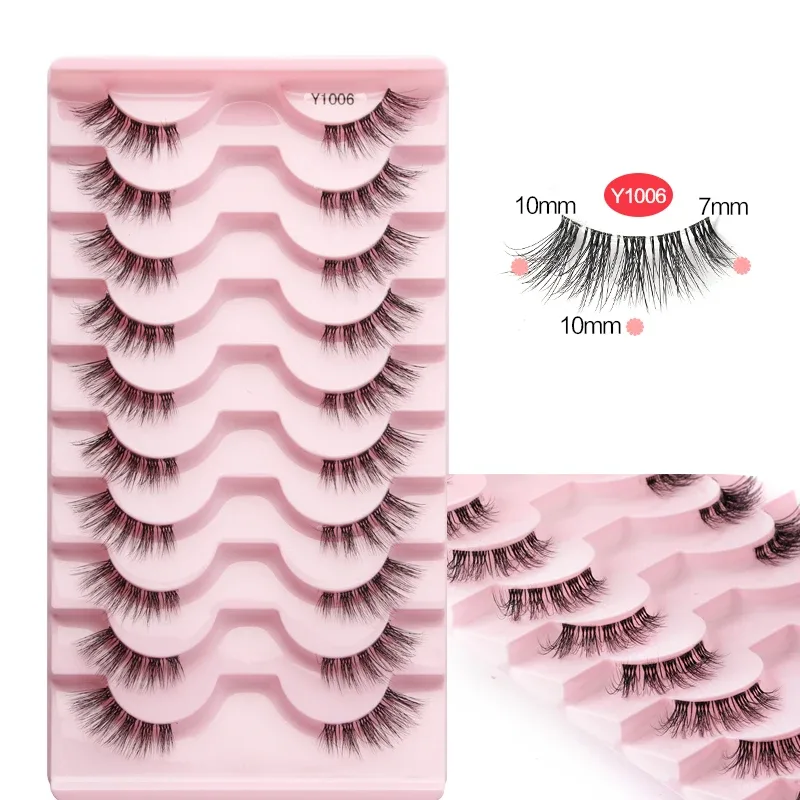 Bulu Mata Separuh Mata Bulu Mata Kucing 3/5/10 Pasang Bulu Mata Palsu Gebu Lembut Kelihatan Semulajadi Clear Band 3D Mink Bulu Mata Mekap Sambungan — image 12