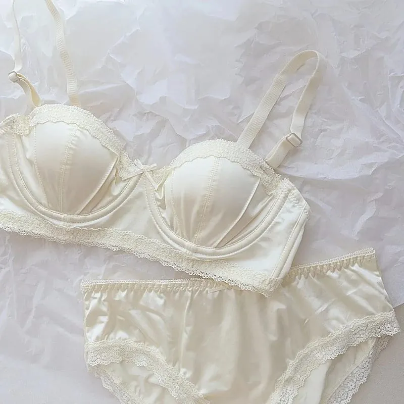 บราดันทรง underwire ของสาวฝรั่งเศส ลูกไม้หวานขอบชุดชั้นในครึ่งถ้วย ถ้วยบางของผู้หญิงพร้อมชุดชุดชั้นในป้องกันการหย่อนคล้อย — image 10