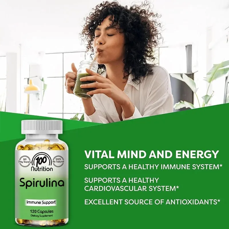 Organic Spirulina Capsules 700mg Supports Detoxification Immune Cardiovascular Health & Energy Antioxidant Vegan Non-GMO — image 5