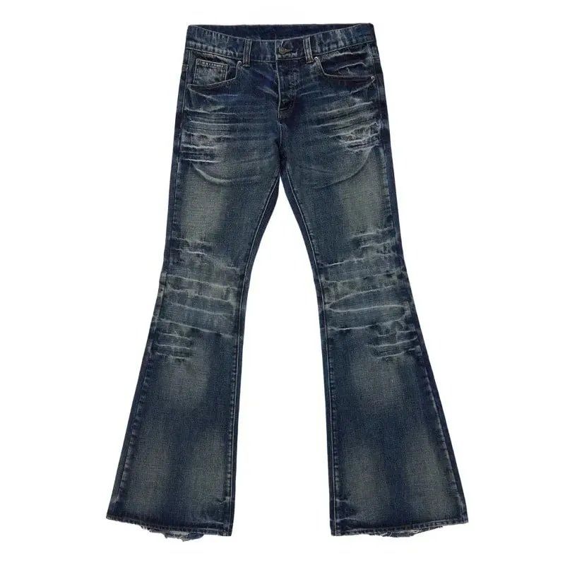 Y2K Retro Distressed Flare Jeans Women High Waist Vintage Washed Denim Bell Bottom Pants Harajuku Streetwear Casual Trousers — image 11