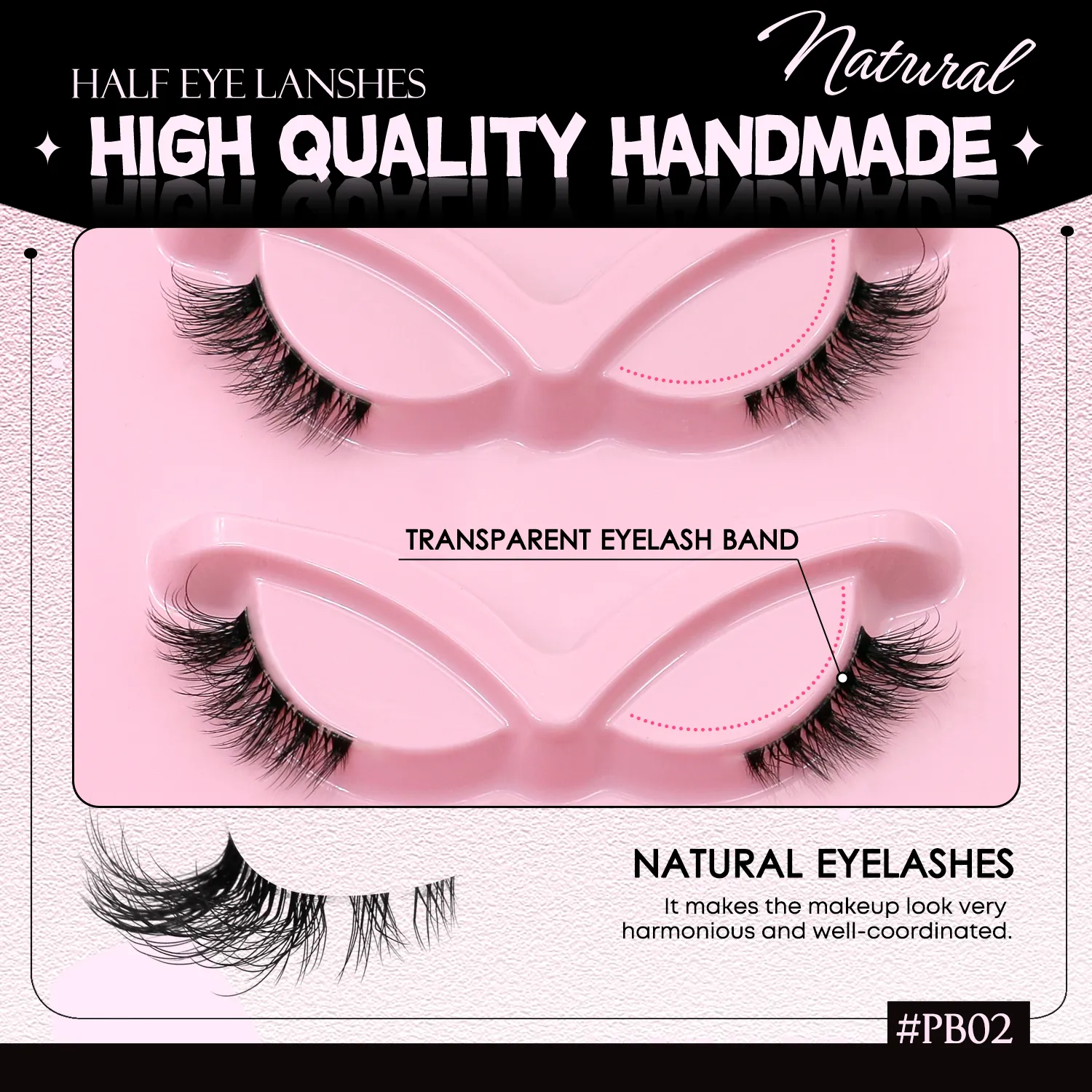 Medias pestañas, pestañas de ojo de gato, apariencia Natural, pestañas postizas tenues, pestañas postizas de imitación de visón, banda transparente, maquillaje de pestañas postizas naturales — image 6