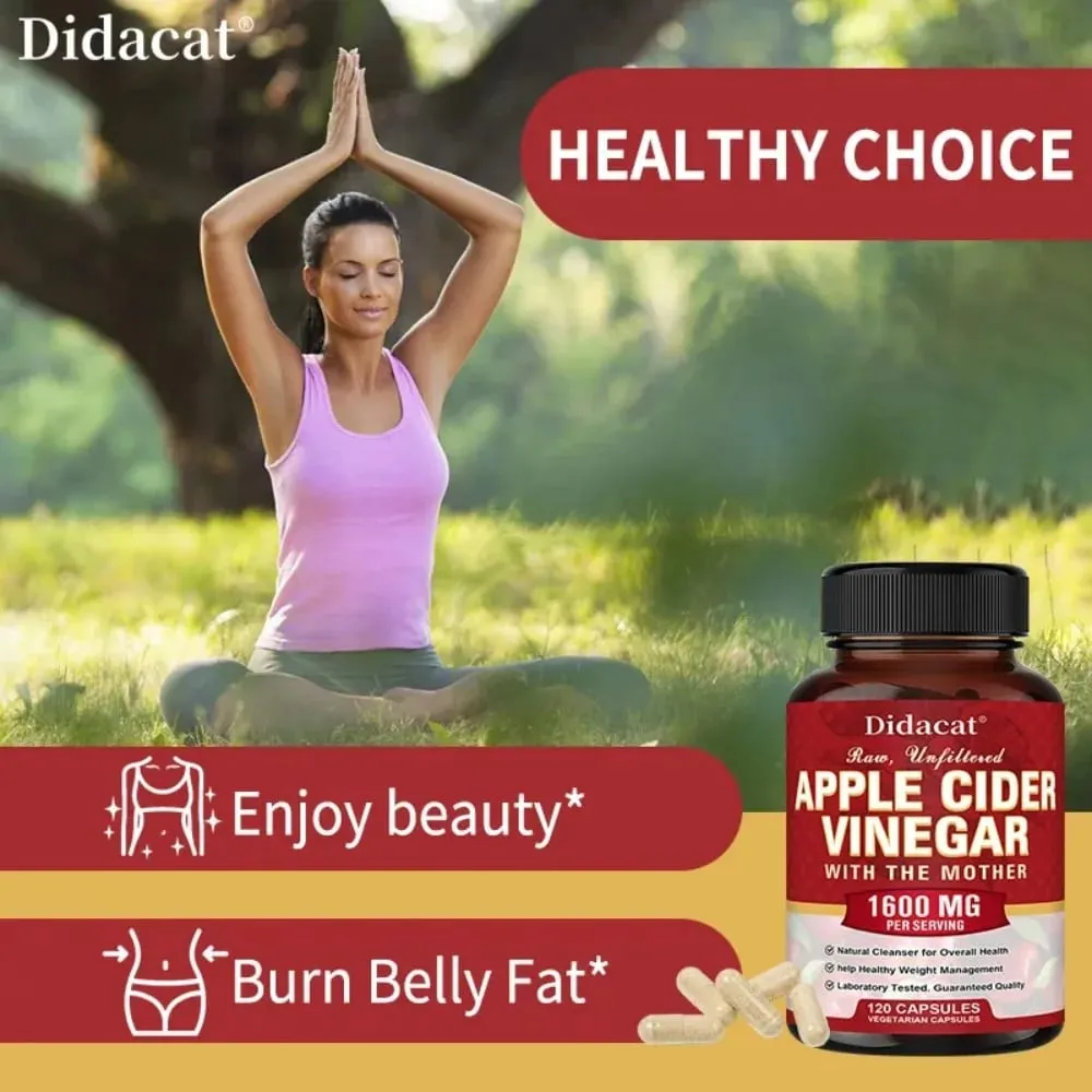 Apple Cider Vinegar Capsules Detoxify Relieve Bloating and Constipation Help Weight Management Promote Digestive Health — image 6