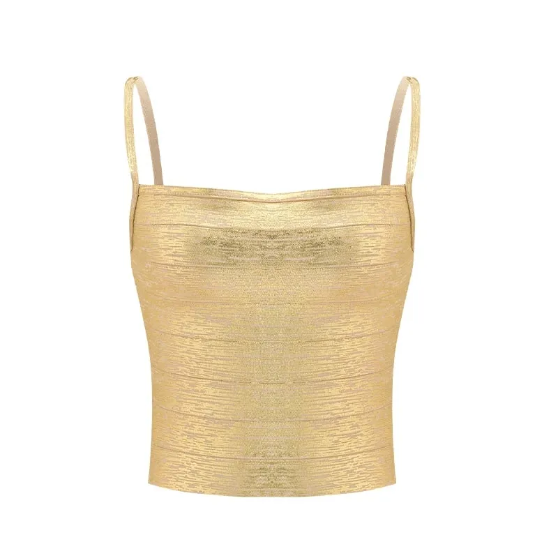 Women Bandage Cami Top Horizontal Striped Stretch Bandage Sleeveless Spaghetti Strap Bodycon Tank Top Elegant Party Summer Tops