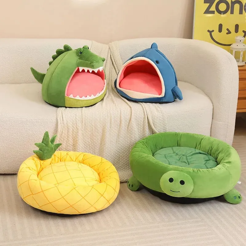 Pet Bed Shark Pineapple Shaped Soft Warm Nest Sleep Available All Seasons Specially Designed For Cats And Dogs Pet Gift — image 2