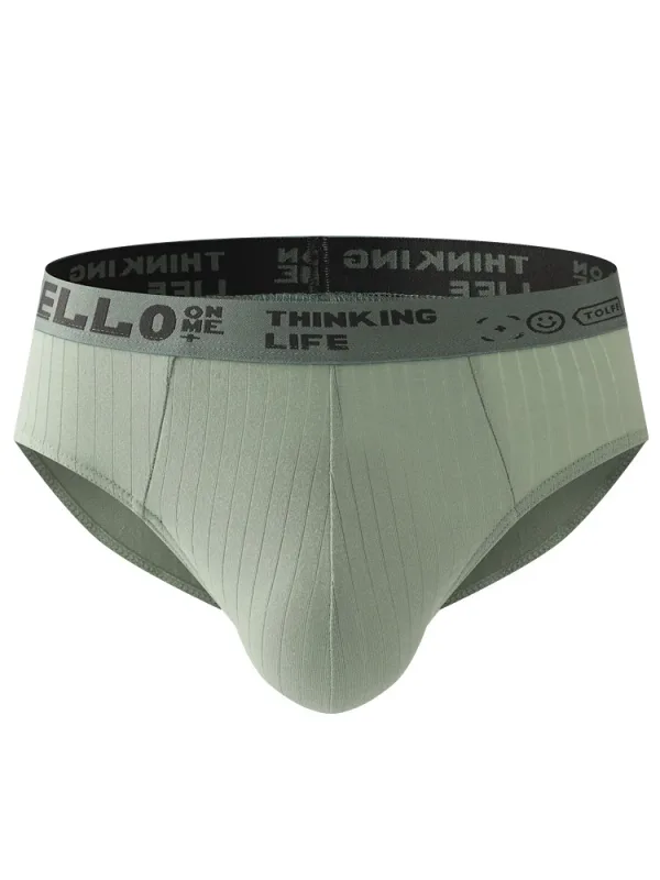 5-Pack Men's Cotton Briefs with HELLO Waistband And Textured Design for Comfortable Underwear — image 3