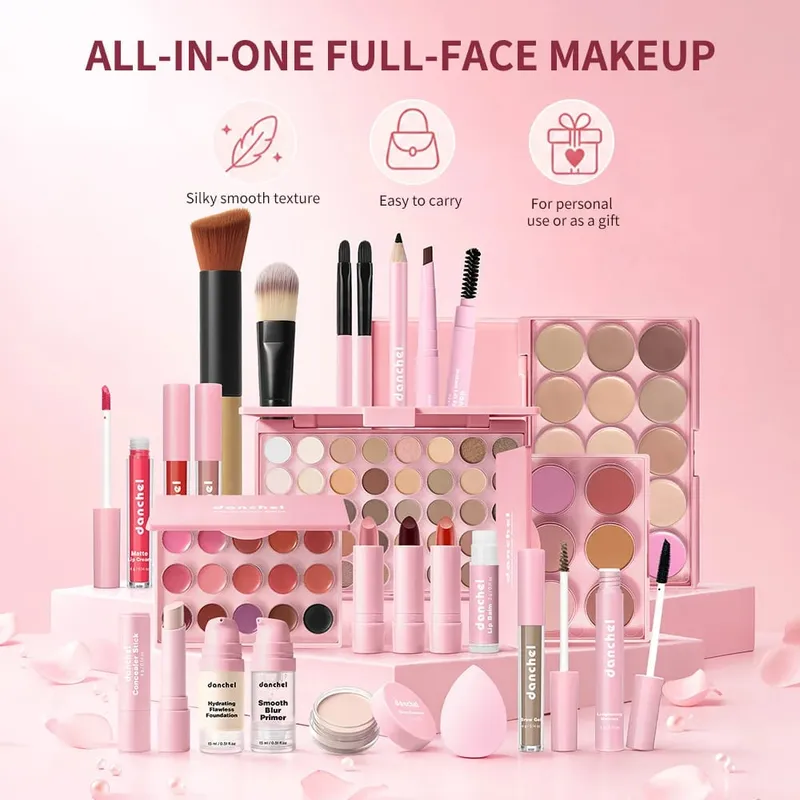 Kit de maquillaje todo en uno, lápiz labial, colorete, paleta de contorno, imprimación, brocha para base, brillo de labios, Kit completo de maquillaje para cejas, regalo para mujer — image 3