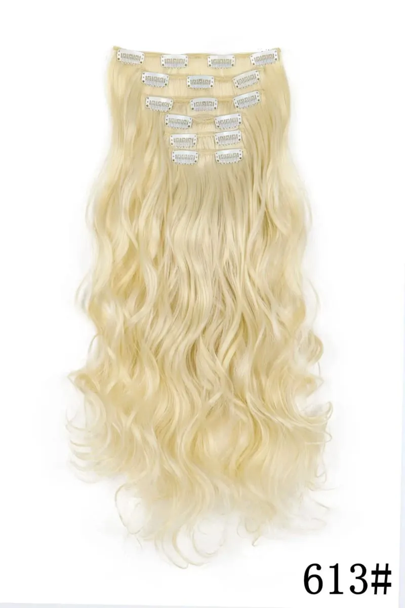 Black Hair Extensions 6pcs/set Women Long Straight Synthetic Full Head Clip 16Clips Ombre Heat Resistant Fiber Hair Kpop Cosplay — image 26