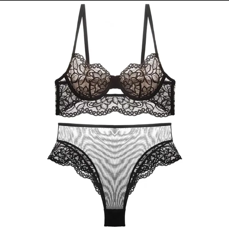 Sheer Mesh Bra Large Bust Minimizer Ultra Thin See Through Underwire Anti Sagging Push Up Sexy Lingerie Set Women S-XL MOYISU AB — image 9