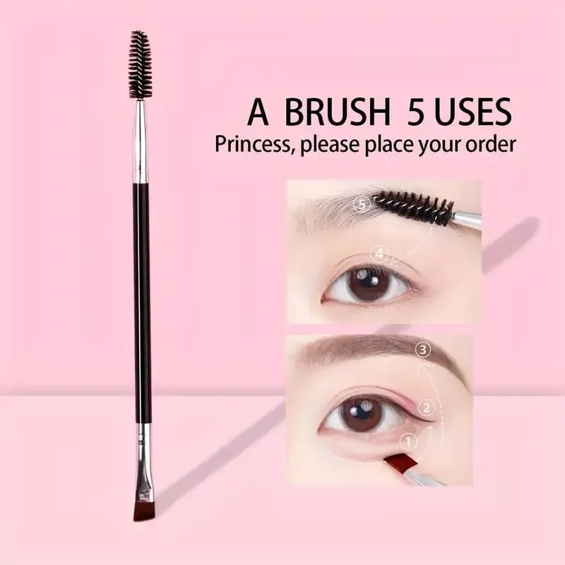 New 2-in-1 Large Double Eyebrow and Eyeliner Brush - Bevel Eyebrow Powder Spiral Blend and Flat Eye Black Applicator — image 4