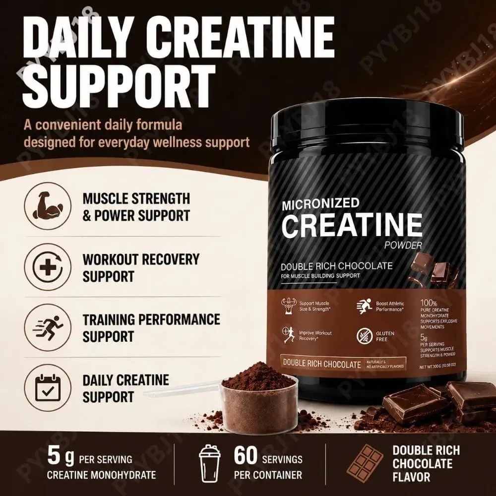 Micronized Creatine Monohydrate Powder 5g Supports Muscle Strength Workout Recovery & Training Performance Chocolate Flavor 300g — image 3
