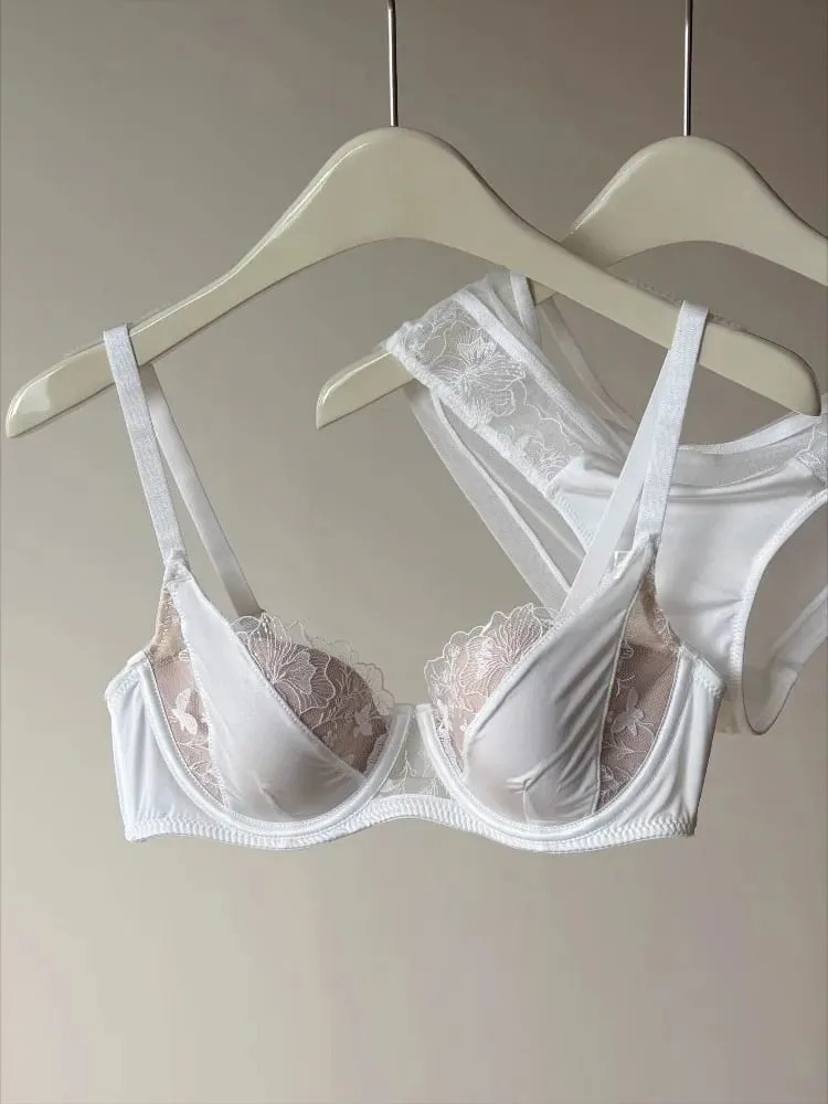 French Lace Embroidery Sexy Bra Set Push Up Minimizer Gather Support Full Coverage Comfort Lingerie for Big Breasted Women 2PCS — image 2