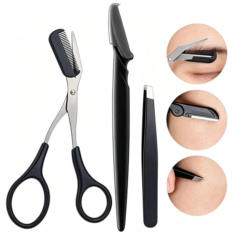 3/5/10Pcs Eyebrow Kit For Women Eyebrow Trimmer Razor Scissors Brushes Tweezers Grooming Tool Set — image 10