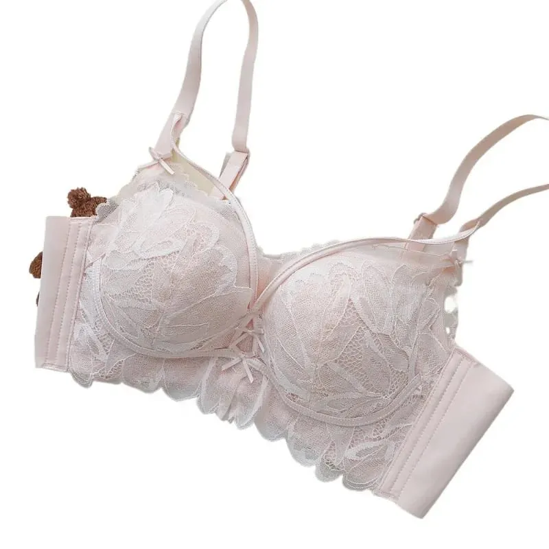 French Garden MOYISU Lace Bra Set 32-38 AB Wireless Thin Cup Push Up Anti Sag セクシー Support Lingerie Suitable Small Bust — image 1