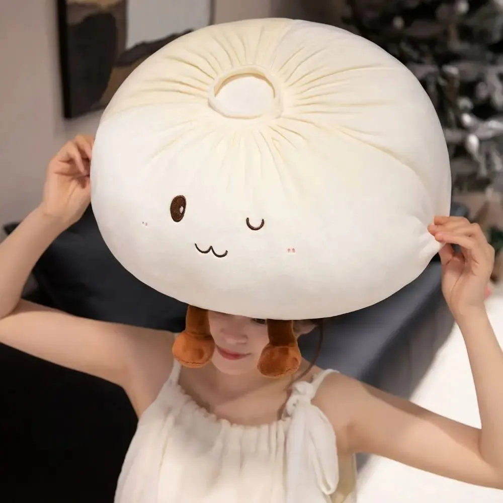 Super Soft Plush Material Steamed Bun Plush Pillow Fluffy Comfortable PP Cotton Filled Dumpling Plush Toy Stress Relief
