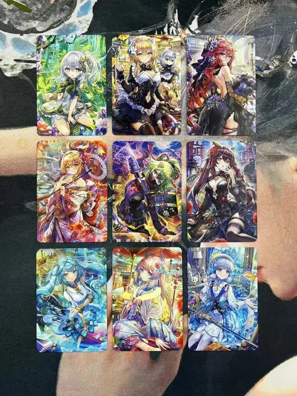 DIY Fanmade Mixed Genshin Honkai Waifu Holographic Laser Flash Collectible Trading Game Cards — image 8