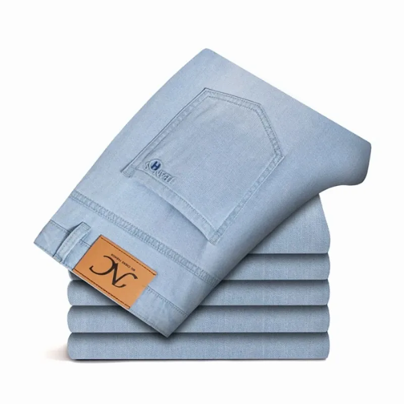 2026 Spring Summer New Men's Thin Light Blue Jeans Business Casual Stretch Pants Denim Trousers Male Brand Clothing — image 7